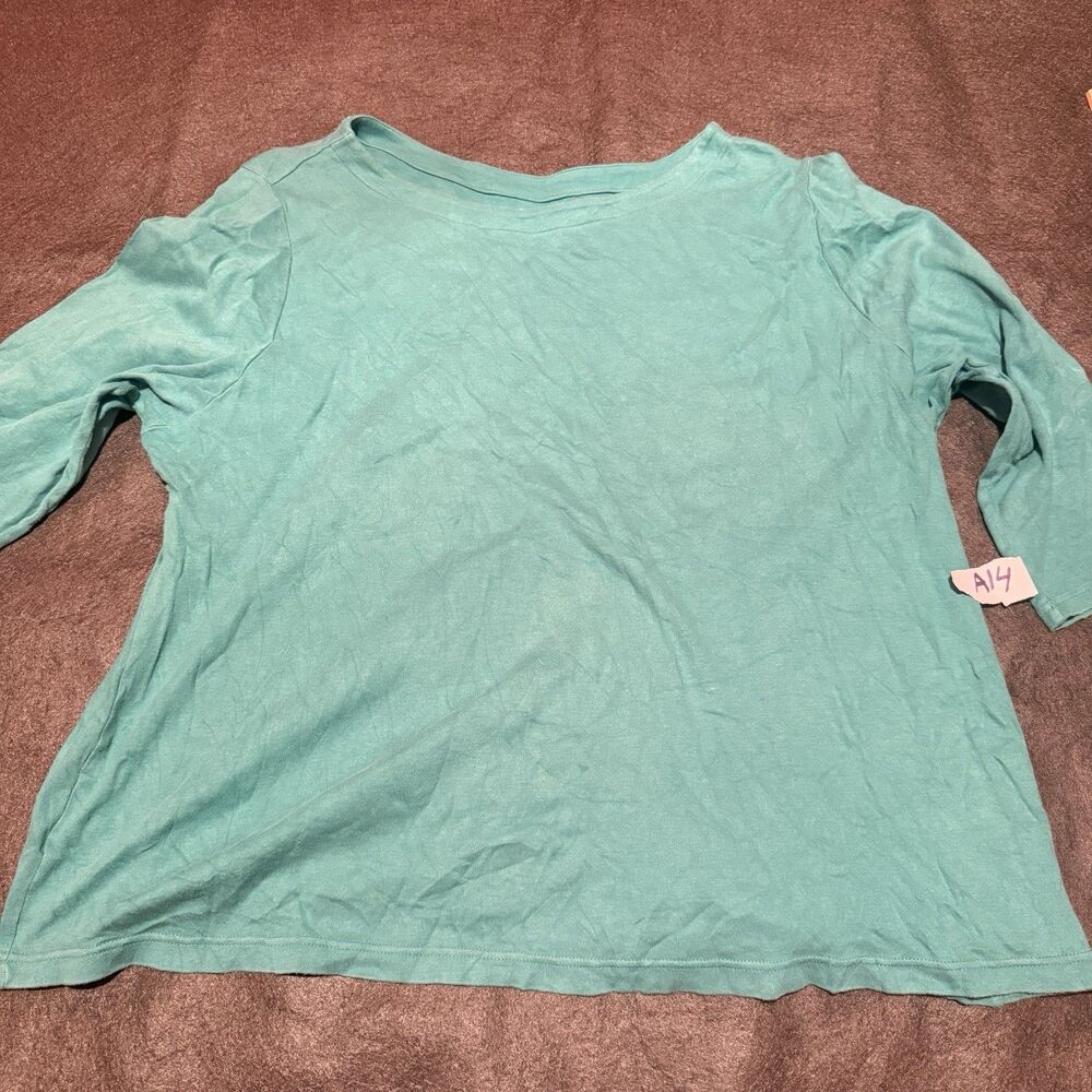 Croft & Barrow Womens TShirt Plus 2X Double Extra Large Green Long Sleeve Tee